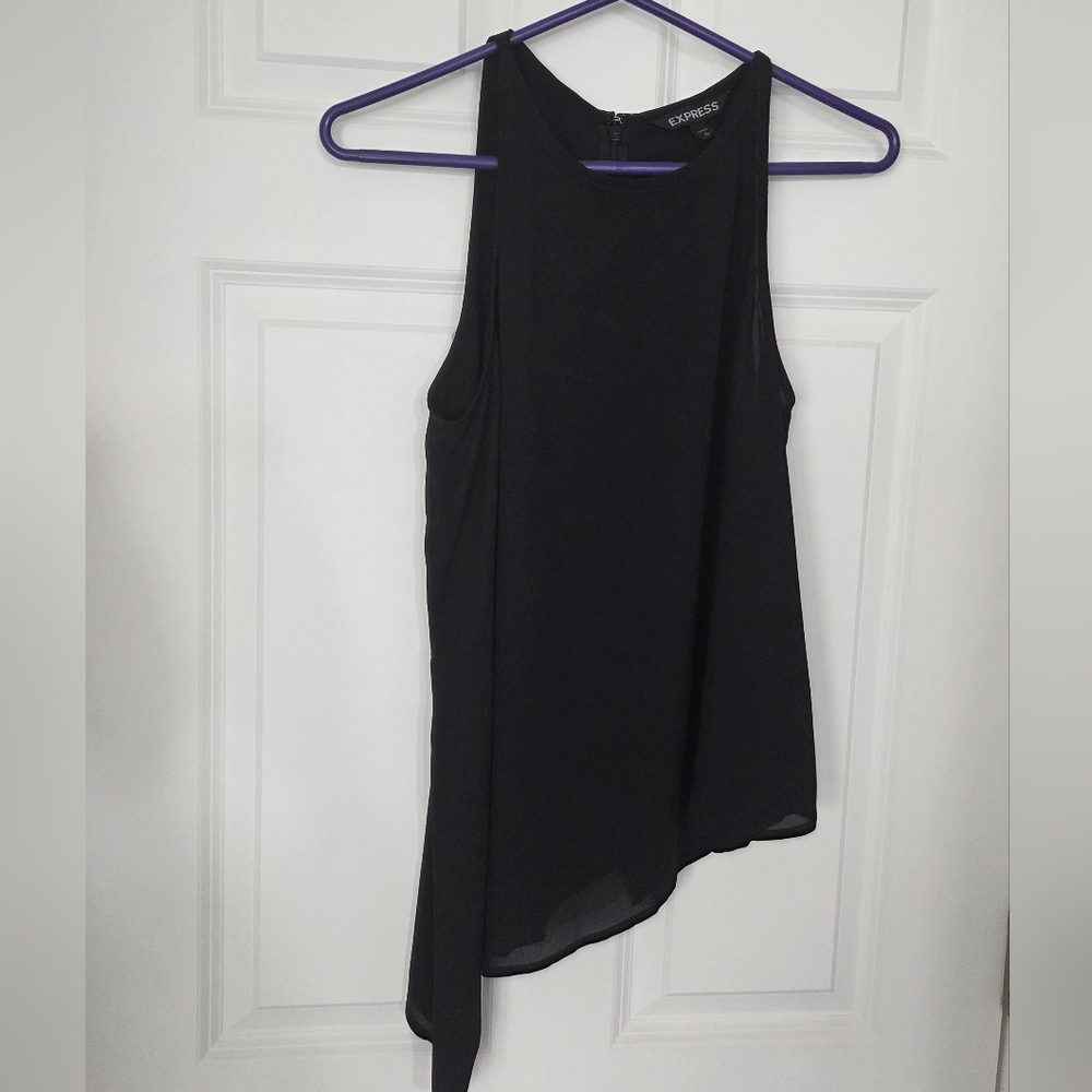 Express Black Sleeveless Asymmetrical Tank
